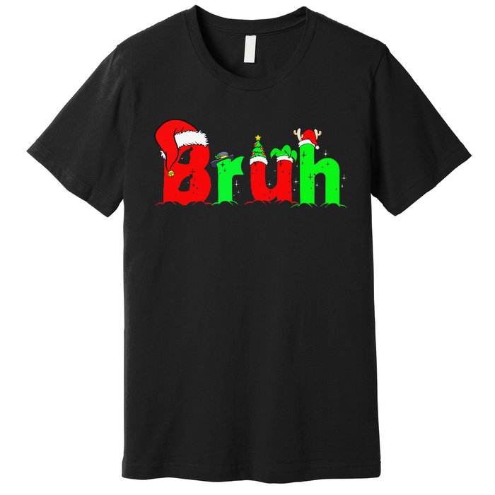 Bruh Funny Saying Bro Christmas Pajamas Xmas Premium T-Shirt