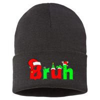 Bruh Funny Saying Bro Christmas Pajamas Xmas Sustainable Knit Beanie