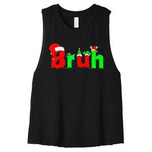 Bruh Funny Saying Bro Christmas Pajamas Xmas Women's Racerback Cropped Tank