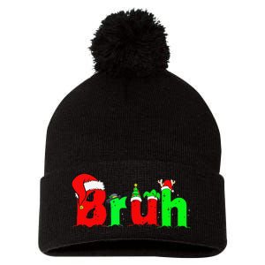 Bruh Funny Saying Bro Christmas Pajamas Xmas Pom Pom 12in Knit Beanie