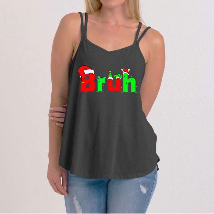 Bruh Funny Saying Bro Christmas Pajamas Xmas Women's Strappy Tank