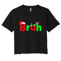 Bruh Funny Saying Bro Christmas Pajamas Xmas Women's Crop Top Tee