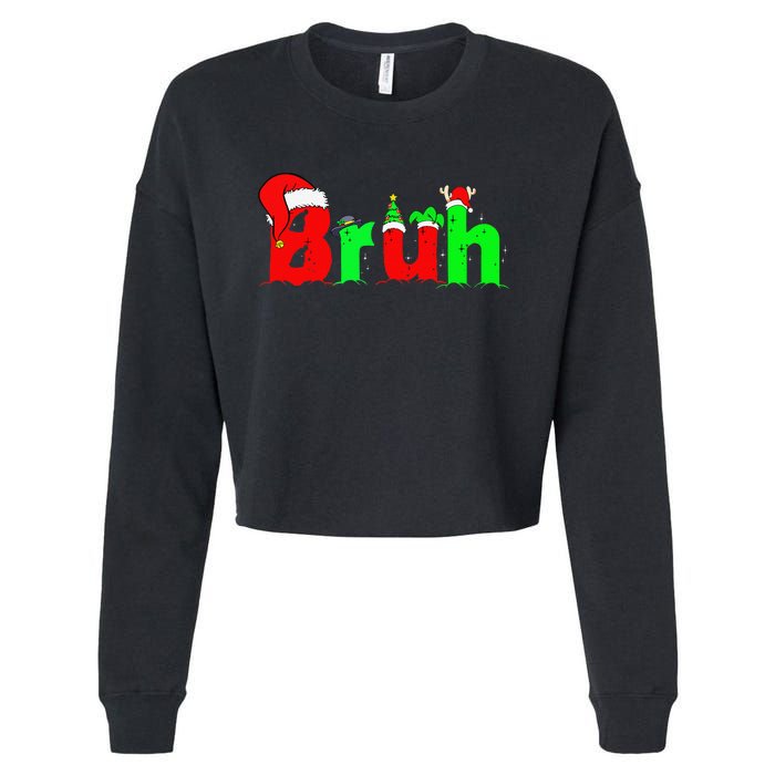 Bruh Funny Saying Bro Christmas Pajamas Xmas Cropped Pullover Crew