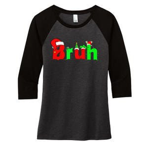 Bruh Funny Saying Bro Christmas Pajamas Xmas Women's Tri-Blend 3/4-Sleeve Raglan Shirt