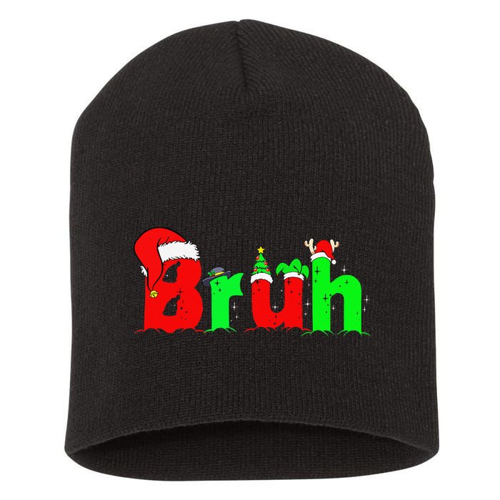 Bruh Funny Saying Bro Christmas Pajamas Xmas Short Acrylic Beanie