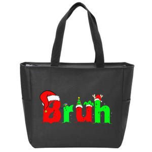 Bruh Funny Saying Bro Christmas Pajamas Xmas Zip Tote Bag