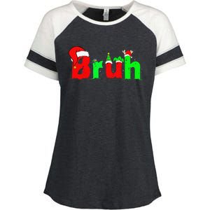 Bruh Funny Saying Bro Christmas Pajamas Xmas Enza Ladies Jersey Colorblock Tee