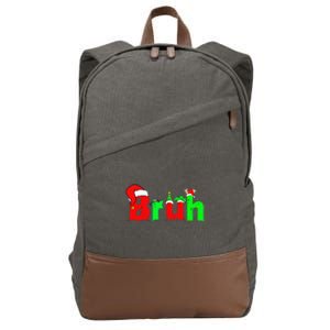 Bruh Funny Saying Bro Christmas Pajamas Xmas Cotton Canvas Backpack