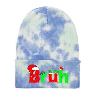 Bruh Funny Saying Bro Christmas Pajamas Xmas Tie Dye 12in Knit Beanie