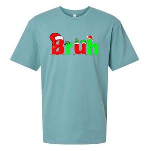 Bruh Funny Saying Bro Christmas Pajamas Xmas Sueded Cloud Jersey T-Shirt