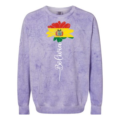 Bolivia Flag Sunflower Vintage Bolivians Lover Taiwan Funny Gift Colorblast Crewneck Sweatshirt