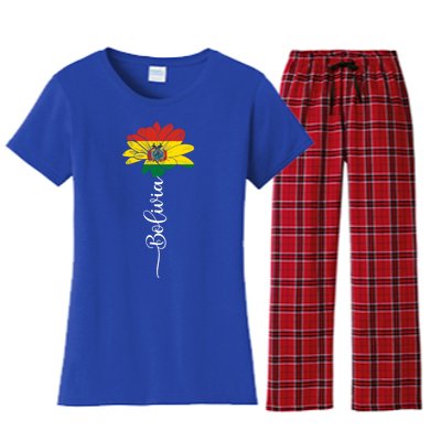 Bolivia Flag Sunflower Vintage Bolivians Lover Taiwan Funny Gift Women's Flannel Pajama Set