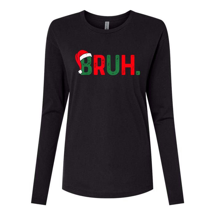 Bruh Funny Saying Bro Teens Boy Christmas Pajamas Xmas Womens Cotton Relaxed Long Sleeve T-Shirt