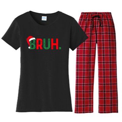 Bruh Funny Saying Bro Teens Boy Christmas Pajamas Xmas Women's Flannel Pajama Set