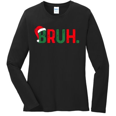 Bruh Funny Saying Bro Teens Boy Christmas Pajamas Xmas Ladies Long Sleeve Shirt