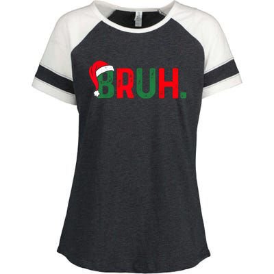 Bruh Funny Saying Bro Teens Boy Christmas Pajamas Xmas Enza Ladies Jersey Colorblock Tee