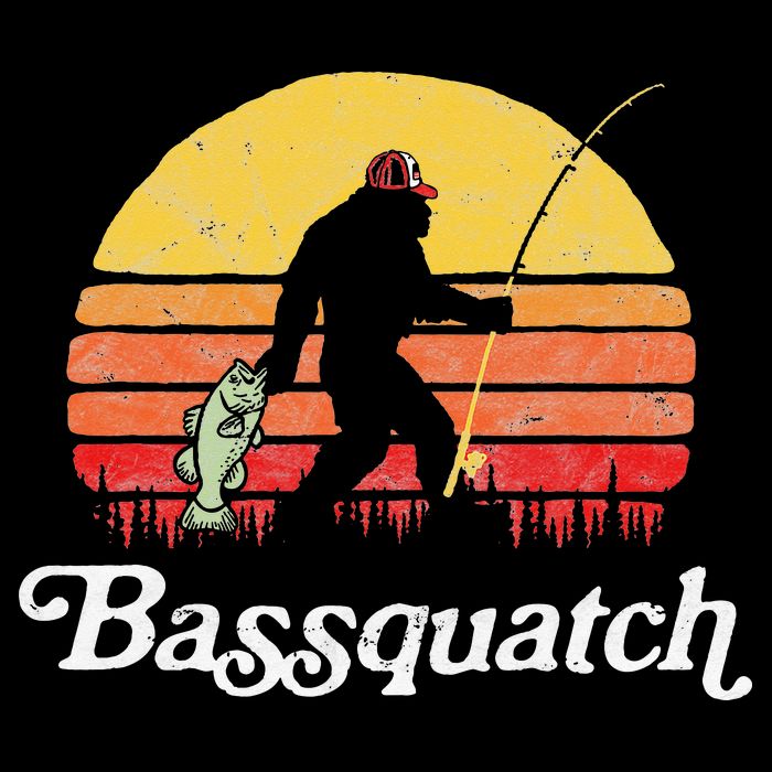 Bigfoot Fishing Shirt Funny Retro Sasquatch Dad Cooling Performance Crew T-Shirt