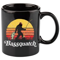 Bigfoot Fishing Shirt Funny Retro Sasquatch Dad 11oz C Handle Ceramic Mug