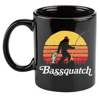 Bigfoot Fishing Shirt Funny Retro Sasquatch Dad 11oz C Handle Ceramic Mug