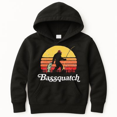 Bigfoot Fishing Shirt Funny Retro Sasquatch Dad Kids Hoodie