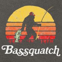 Bigfoot Fishing Shirt Funny Retro Sasquatch Dad Cotton Canvas Backpack