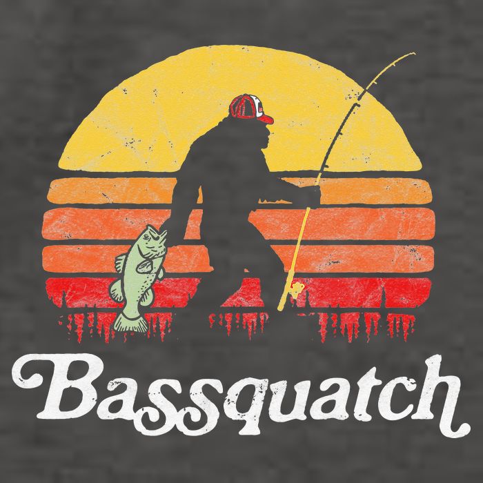 Bigfoot Fishing Shirt Funny Retro Sasquatch Dad Vector Backpack