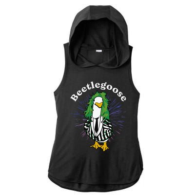 Beetlegoose Funny Silly Goose Spooky Ladies PosiCharge Tri-Blend Wicking Draft Hoodie Tank