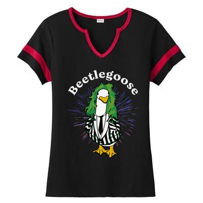 Beetlegoose Funny Silly Goose Spooky Ladies Halftime Notch Neck Tee