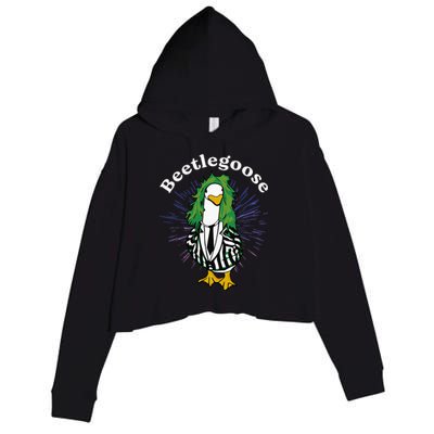 Beetlegoose Funny Silly Goose Spooky Crop Fleece Hoodie