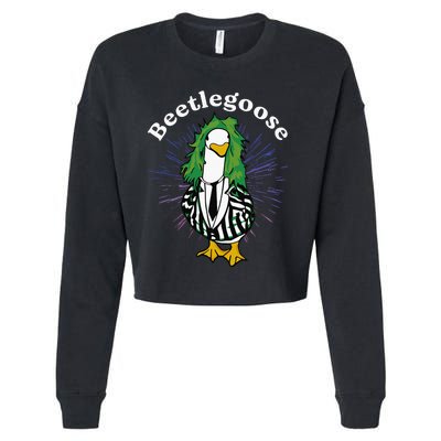 Beetlegoose Funny Silly Goose Spooky Cropped Pullover Crew