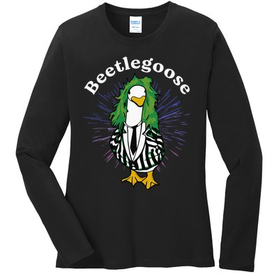 Beetlegoose Funny Silly Goose Spooky Ladies Long Sleeve Shirt