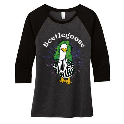 Beetlegoose Funny Silly Goose Spooky Women's Tri-Blend 3/4-Sleeve Raglan Shirt