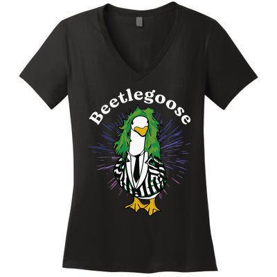 Beetlegoose Funny Silly Goose Spooky Women's V-Neck T-Shirt