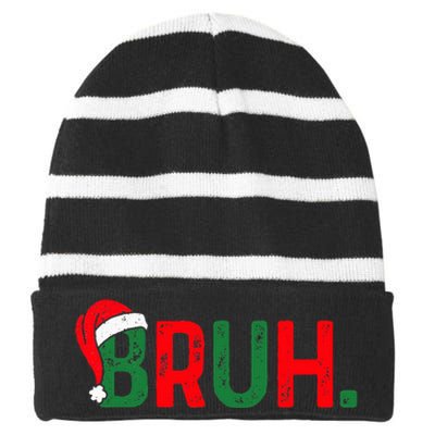 Bruh Funny Saying Bro Ns Christmas Pajamas Xmas Striped Beanie with Solid Band