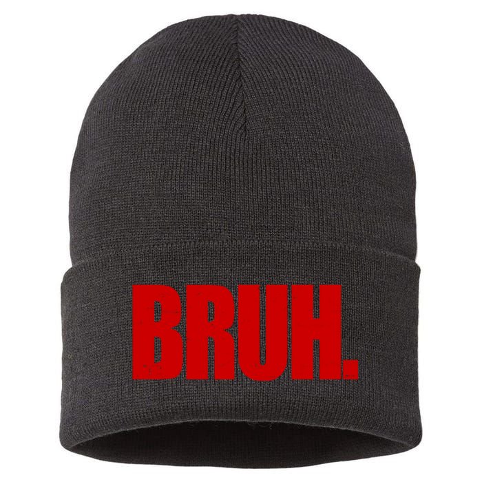 Bruh Funny Saying Sustainable Knit Beanie