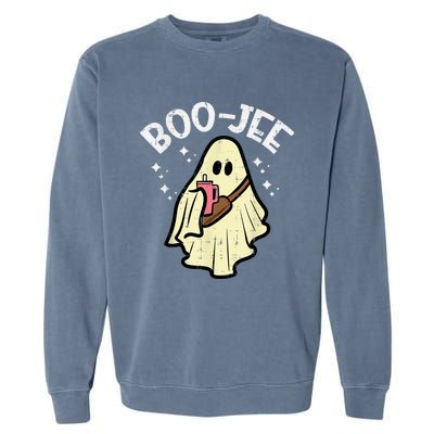 Boojee Funny Spooky Season Retro Halloween Costume Ghost Garment-Dyed Sweatshirt