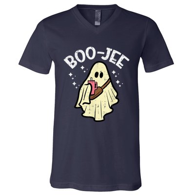 Boojee Funny Spooky Season Retro Halloween Costume Ghost V-Neck T-Shirt