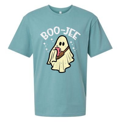 Boojee Funny Spooky Season Retro Halloween Costume Ghost Sueded Cloud Jersey T-Shirt