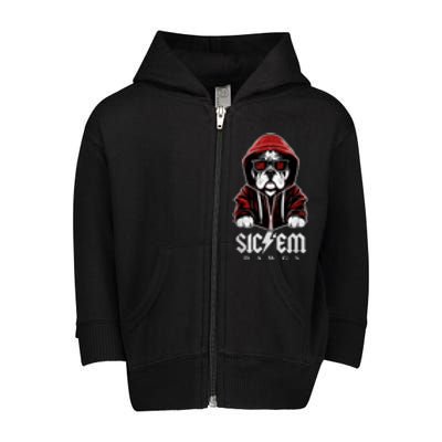 Bulldogs Football Spirit Game Day Vintage Retro Sports Lover Toddler Zip Fleece Hoodie