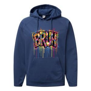 Bruh Funny Saying Meme Graffiti Aesthetic Bruh Funny Gift Performance Fleece Hoodie