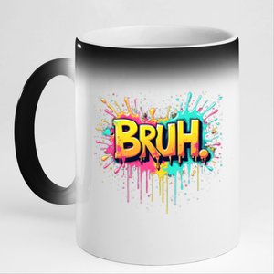 Bruh Funny Saying Meme Bro Teen Slang 11oz Black Color Changing Mug