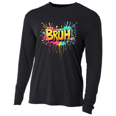 Bruh Funny Saying Meme Bro Teen Slang Cooling Performance Long Sleeve Crew