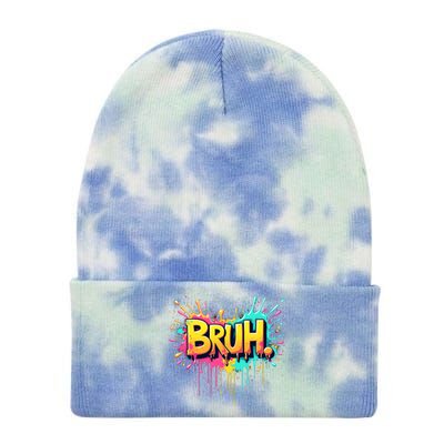 Bruh Funny Saying Meme Bro Teen Slang Tie Dye 12in Knit Beanie