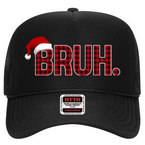 Bruh Funny Saying Bro Christmas Holiday High Crown Mesh Back Trucker Hat