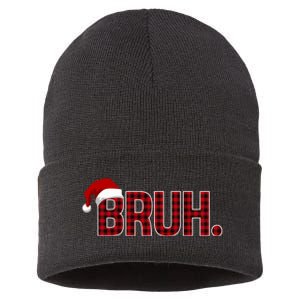 Bruh Funny Saying Bro Christmas Holiday Sustainable Knit Beanie