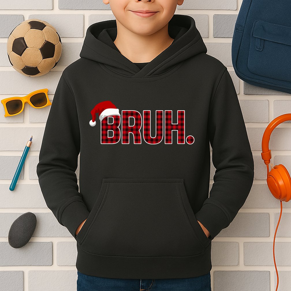 Bruh Funny Saying Bro Christmas Holiday Kids Hoodie