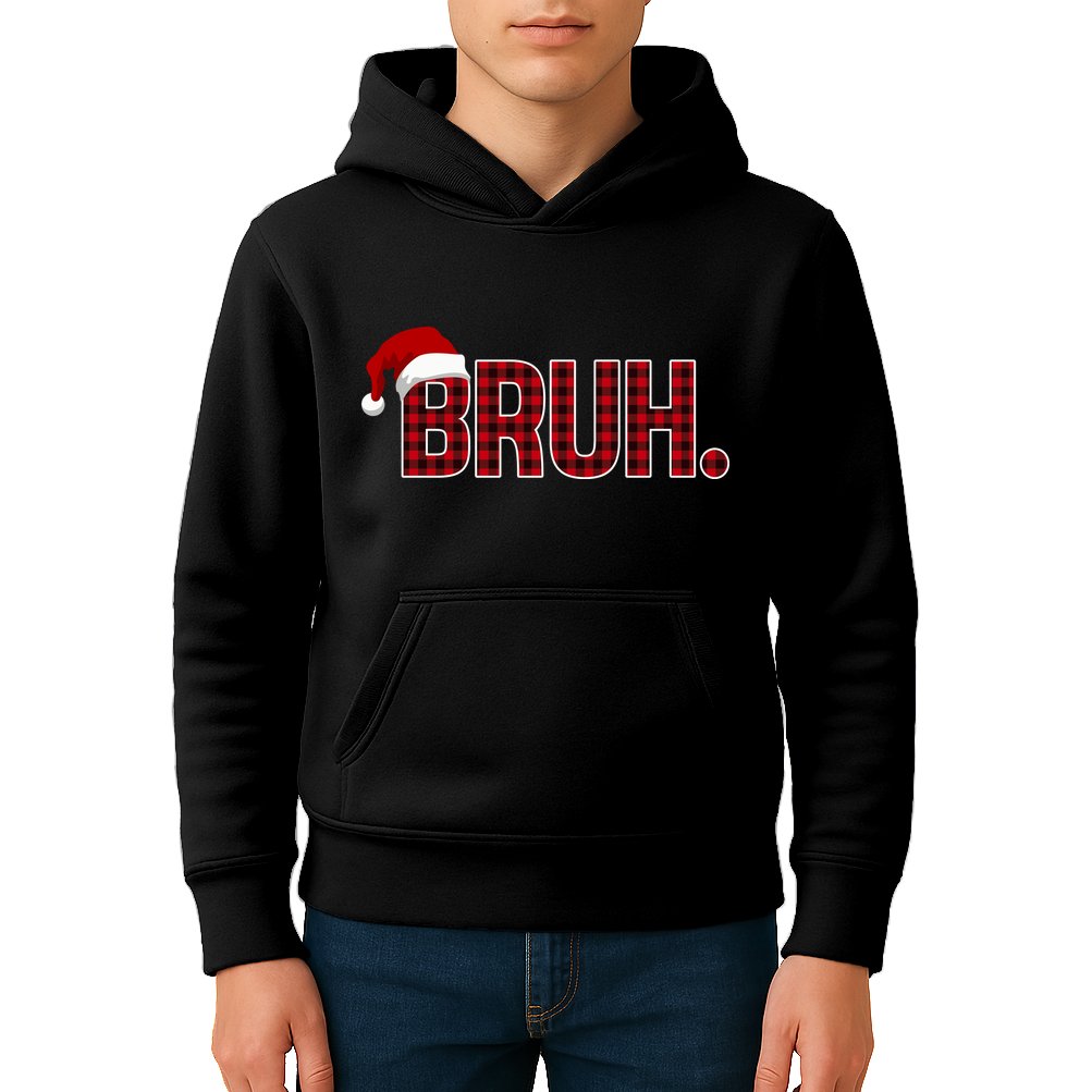 Bruh Funny Saying Bro Christmas Holiday Kids Hoodie