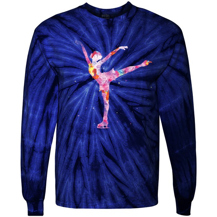 Beautiful Figure Skater Girl Gift Idea Figure Ice Skating Tie-Dye Long Sleeve Shirt