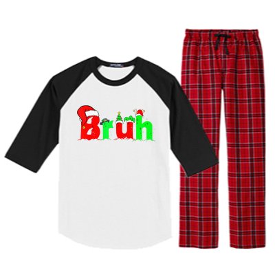 Bruh Funny Saying Bro Teens B.O.Y.S. K.I.D.S Christmas Pajamas Xmas Raglan Sleeve Pajama Set