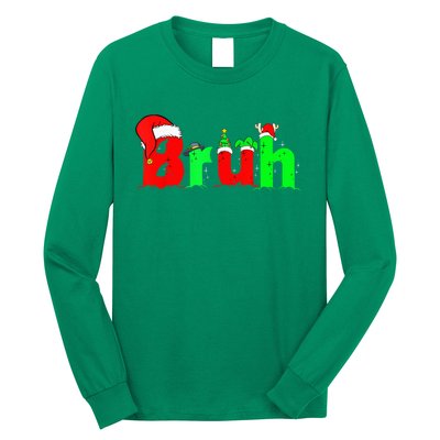 Bruh Funny Saying Bro Teens B.O.Y.S. K.I.D.S Christmas Pajamas Xmas Long Sleeve Shirt